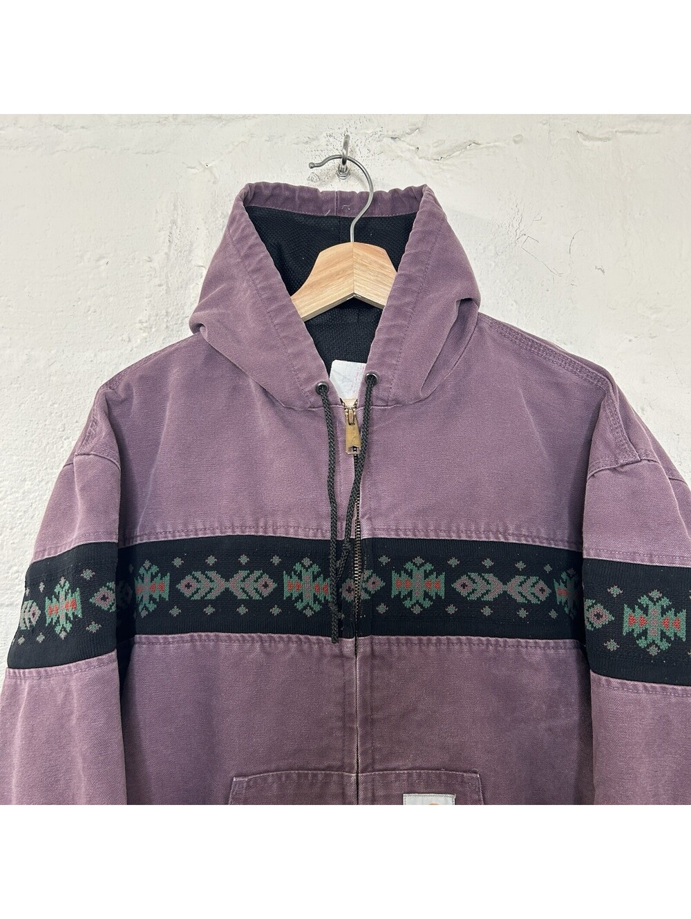 Vintage Carhartt Southwest Hooded Aztec Active Jacket “Damson” JR0057 Men’s XL - Picture 4 of 9